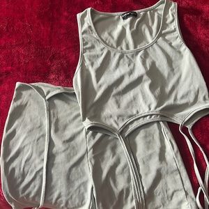 Olive Green biker shorts with crop top